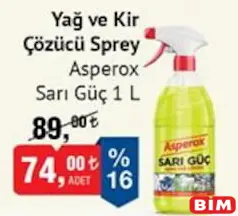 ASPEROX SARI GÜÇ YAĞ VE KİR ÇÖZÜCÜ SPREY 1 L fiyat ve kampanya bilgisi